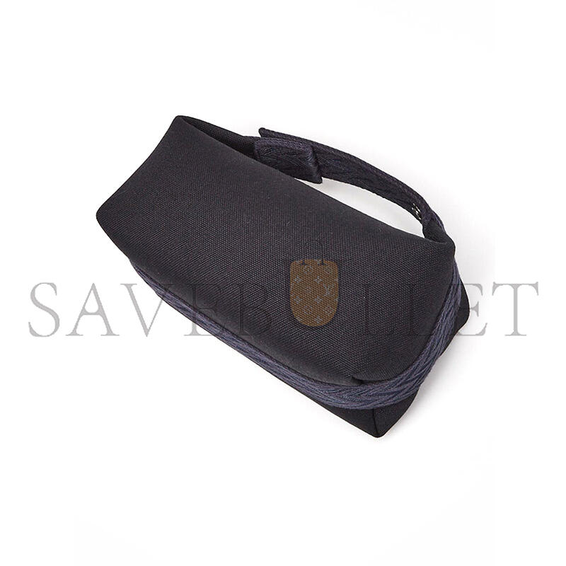 H**mes BLEU NUIT BLACK COTTON CANVAS SMALL MODEL BRIDE-A-BRAC CASE (25*21*14cm)
